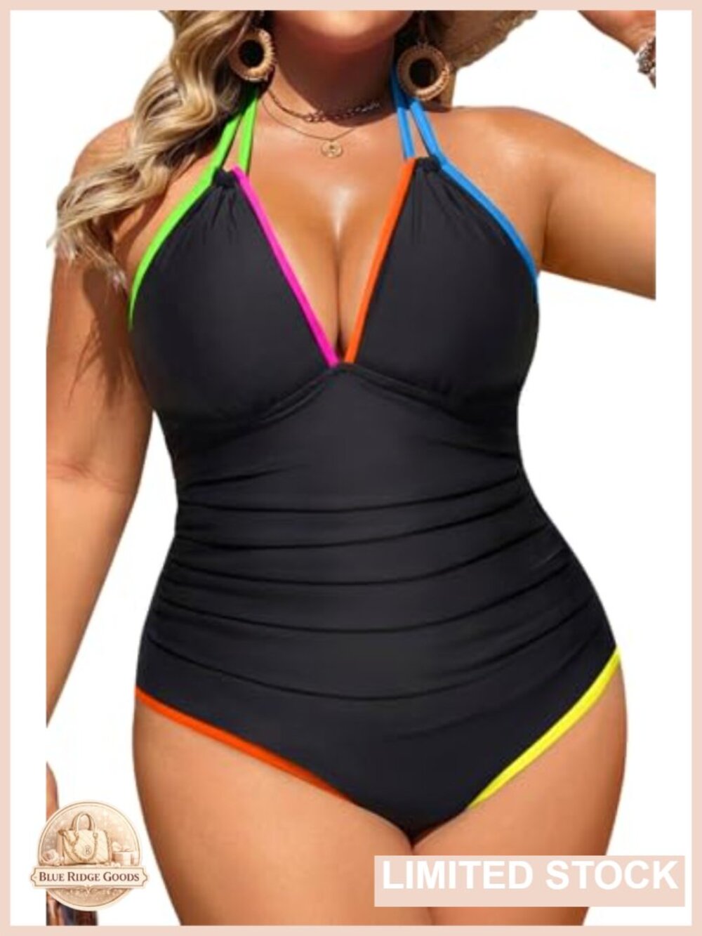 Plus Size One Piece Swimsuit Tummy Control Halter Sexy Bathing Suit